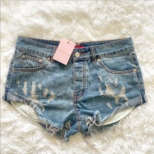 Distressed Roll Up Denim Jean Shorts